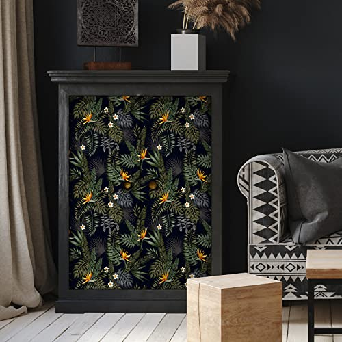 funlife Möbelfolie Selbstklebend Mit Palmen Muster, Klebefolie Grün Blätter Möbelfolie, Wasserdicht Dekorfolie für Möbel Schrank Wand, 40x125cm Magic Forest Möbelaufkleber