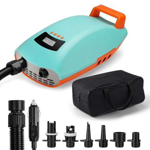 Swonder Seawolf paddelbrädspump, 30 % snabbare 20 PSI SUP elektrisk luftpump med dubbel cylinder, dubbla steg och aktivt kylsystem, stöder 4 SUPs i rad