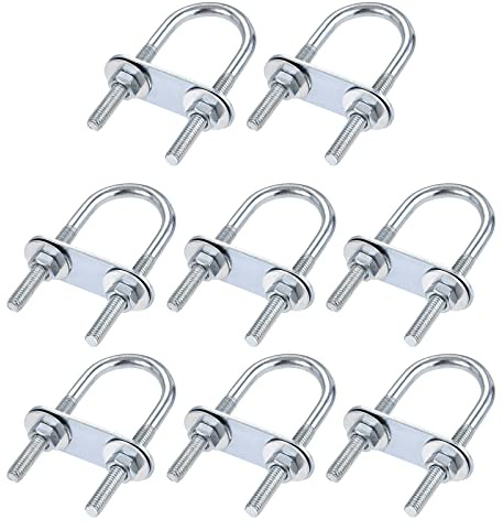 QUARKZMAN M6x25x70mm Redondo U Perno x 8 Juegos Acero U Perno para Eje y Remolque Hoja y Tubo, [Plateado Tono]