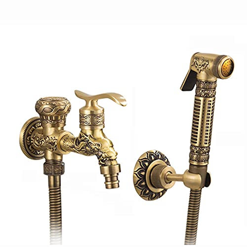Bidet Grifo Pulverizador Montado En La Pared Antiguo Monomando Single ColdRetro Bidet Pulverizador Limpiador De Baño Y Pulverizador De Ducha Para Mascotas, Baño O Inodoro-A