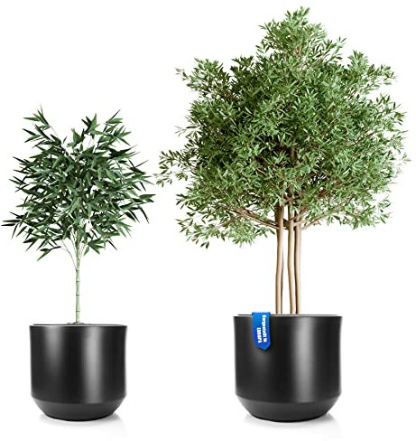 BigDean 2er Set Blumentopf ø 46 + 58 cm anthrazit mit herausnehmbaren Innentopf - wetterfester Blumenkübel aus bruchsicherem Kunststoff - Pflanzkübel groß Außen & Innen geeignet