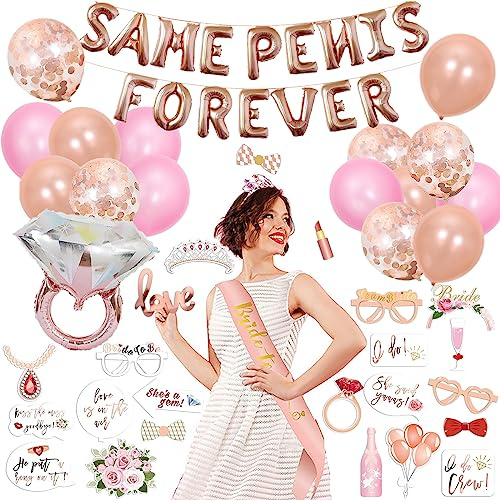 PLATEYTR Bride to be Deko Junggesellinnenabschied Accessoires Frauen, Bride to be Girlande Schärpe Schleier, JGA Foto-Booth Requisiten, JGA Party Dekoration Luft Folien (Rosegold)