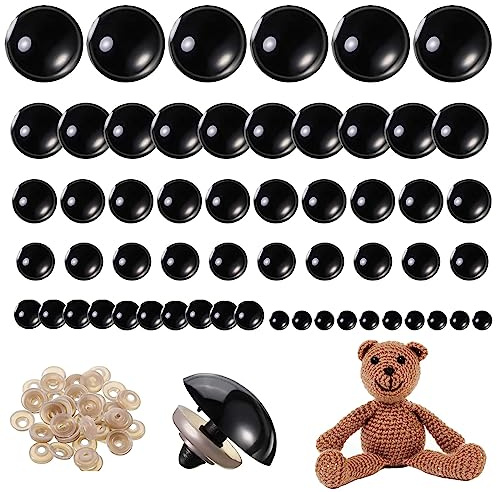 56 Stücke 16-30 mm Sicherheit Augen Groß Häkeltiere Sicherheitsaugen Plastik Augen Schwarze für DIY Bären Handwerk, Häkeln Stoff, 6 Größen