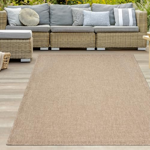 Teppich-Traum Alfombra de Exterior Resistente a la Intemperie sisal Look jardín terraza balcón Beige/Color Natural 200x290 cm