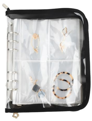 Catime Schmuck Aufbewahrungsbuch, 80 Raster Schmuck Buch Aufbewahrung, Schmuckbeutel Buch, Ohrringe Organizer Tasche Reise mit Reißverschluss für Ohrringe, Halsketten, Ringe Transparentes (B)