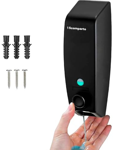 Avilia Dispenser Sapone da Parete con 1 Scomparto Nero 450ml – Dispenser da Muro Elegante e Moderno per Bagno – Ideale per Sapone - Erogatore Sapone Liquido Preciso e Facile