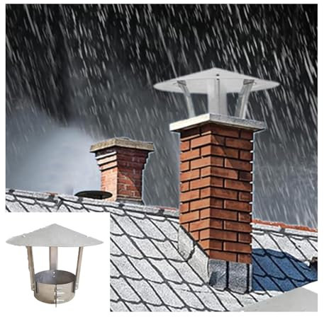 Edelstahl-Schornstein,Metall-Schornsteinverkleidung,Rauchabzugsrohr, Regenschutz, Entlüftungskappe,runde winddichte Kappe,Regenhut, Schutzkappenende,Rauchabzugskappen ( Size : D25cm*45cm/9.84in*17.72i