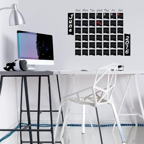 Kreidetafel Wandplaner Tafel Küche Aufkleber - Schwarze Tafel Wochenkalender Kreide Aufkleber Monatliche Woche Tag Mahlzeit Memo Menü Täglich Organizer 63 x 48