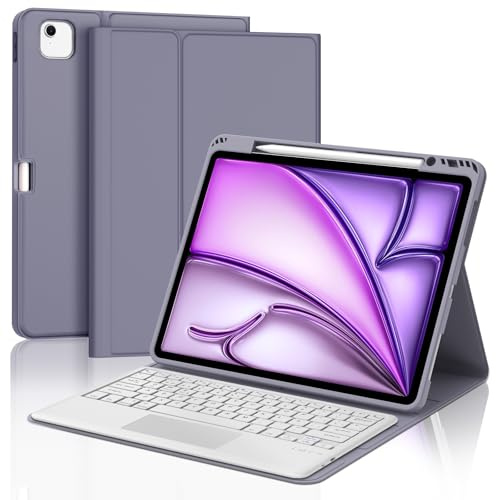 IVEOPPE Teclado para iPad Air 13 Pulgadas M4 2026/M3 2025/M2 2024 con Touchpad, Funda Cover Teclado Trackpad Español Ñ Bluetooth Desmontable para iPad Air 13 2024/2025, Púrpura Lavanda