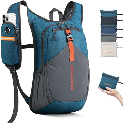 BECOJADDE 15L Wanderrucksack Herren Kleiner Rucksack Damen Leichter Daypack Tagesrucksack Faltbarer Trekkingrucksack für Camping Outdoor Wandern Travel Türkis