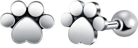 Yumilok Boucles d'oreilles en Acier Inoxydable pour Femme Homme: Créatives Clous d'oreilles à Vis - Boucles d'oreilles Piercing Cartilage de Pieds de Chat - Fantaisie Décoration Adolescent