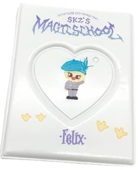 SKZOO - Soporte para tarjetas fotográficas SKZ's MAGIC SCHOOL con llavero, álbum de fotos con 16 páginas interiores, soporte para postales, fundas para libros (Felix)