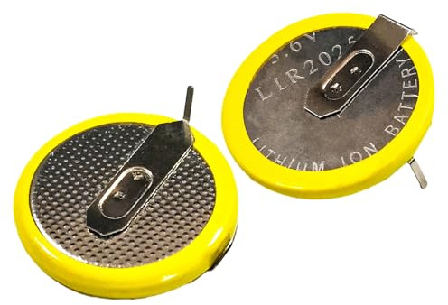 Lot de 2 piles rechargeables au lithium LIR2025 LIR 2025 3,6 V avec broches pour télécommande, montre, calculatrice, horloge