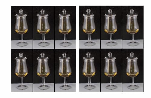 H-BO 12 Tasting Gläser Form Signatory + 12 Glasdeckel für edle Spirituosen | Stilglas Whiskyglas Whiskeyglas Rumglas 12 Gläser mit 12 Glasdeckel