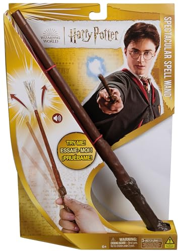 Wizarding World, Bacchetta Magica Harry Potter Spectacular Spell, 27,9 cm, con Suoni ed Effetto Scintillio, Giocattolo per Bambini, 6+ Anni