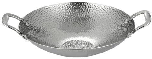 Hintyne Wok de Acero Inoxidable Mini de 9 Pulgadas con Fondo Redondo Antiadherente y Doble Mango