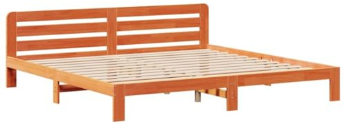 vidaXL Sängram utan madrass vaxbrun 180x200 cm massiv furu, sovrumsmöbler, sängbotten, dubbelsäng, säng, sänggavel, träsäng, panelsäng, plattformssäng