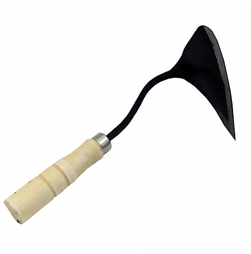 CAXUSD Azada Desherbadora Mango de Madera Forjado y Acero al Carbono Resistente, Diseño Ergonómico Antideslizante Adecuado para Plantar Hogar