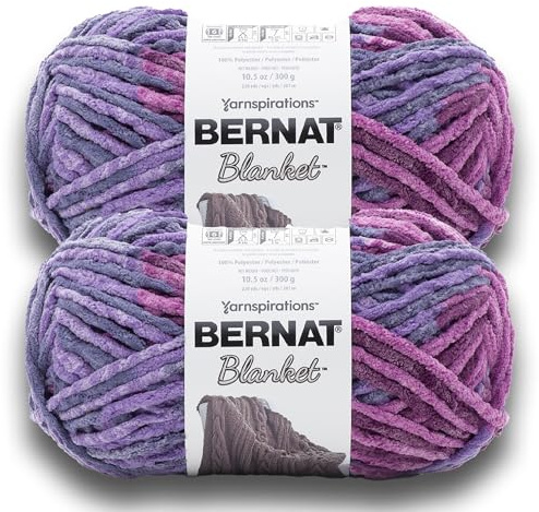 Bernat filt BB lila solnedgångsgarn – 2-pack med 300 g/10,5 uns – 100% polyester – #6 superskrymmande – 220 meter – stickning/virkning