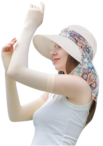 JSTHHTT Cappello da Sole da Donna, 2-in-1-Donna Cappello Visiera Pieghevole, Protezione UV, per Pesca Campeggio Giardinaggio Trekking Spiaggia