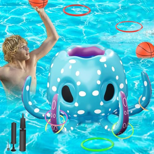 CHENBOOW Cerceau de Basket-Ball Flottant pour Piscine,Piscine Gonflable Jouets,Panier de Basket-Ball Gonflable,Jouet de Natation pour Piscine,pour Enfants,Adultes,Familles