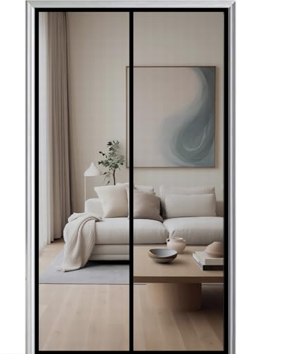 Magnetic Fly Screen Door 80x190cm Fly Insect Screen Door Mesh Curtain Heavy Duty Hands Free Mesh with Hook and Loop Powerful Magnets Keep Bug Out Black