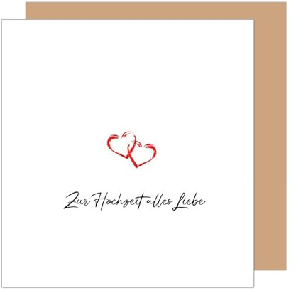 Edition Seidel Premium quadratische Glückwunschkarte zur Hochzeit mit Umschlag. Hochzeitskarte Grußkarte Vermählung Just Married Herz Herzen (HQ119 SW025)