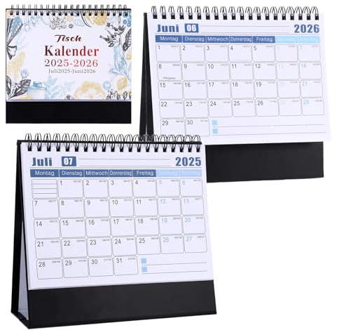 Tischkalender 2025 Quer Monatskalender, mit Feiertagen und Countdowns, Bunten Flip Kalender 2025 Tischkalender Deutsch von Juli 2025 bis Juli 2026 (Weiß)