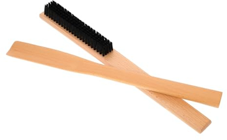 TOVINANNA Wooden Shoe Brush and Clothes Brush Set 2pcs with Long Handle Includes Shoe Horn Pet Hair Remover for Suit and Clothes Care for Guest Rooms and Hotels