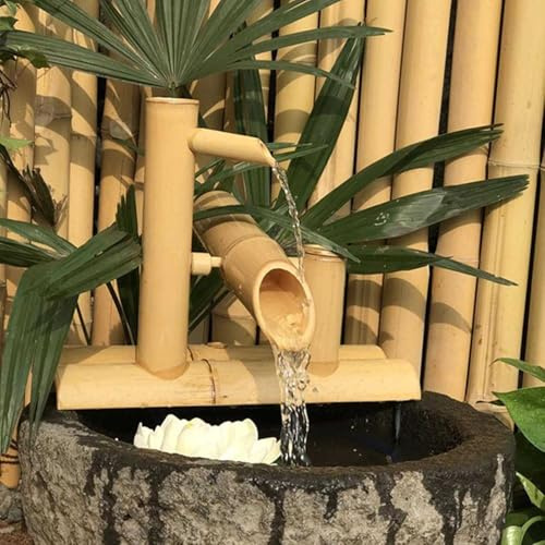 Fontana da giardino giapponese in bambù, decorazione per esterni in pietra intagliata, fontana zen per decorazione da giardino