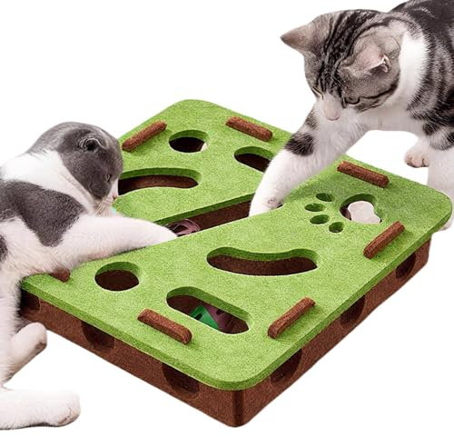 Speedy Panther Interactive Cat Puzzle Toy, Mental Stimulation Box with 3 Balls, Indoor Cat Brain Training Game, Green