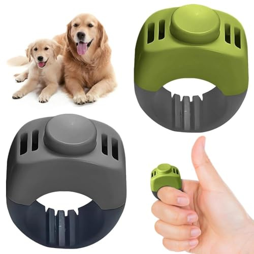huoanpo 2 perros clicker (19 mm/21 mm) en verde hierba y gris. Práctico accesorio de entrenamiento para perros como anillo de dedo para entrenamiento de perros, gatos y caballos. ​