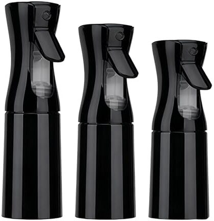 ZFQSONGZE 200ml/300ml/500ml Continuous Mist Spray Bottle for Hair, Plants, Cleaning & Facial - Leak Proof hair spray bottle, Fine Nozzle Sprayer (Black200ml)