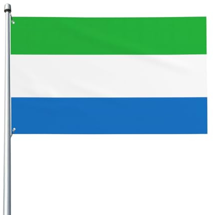 Bandera de Sierra Leona. Bandera de jardín al aire libre de 3 x 5 pies, pancarta de poliéster con impresión vívida, fácil de colgar para patio, fiesta, camping