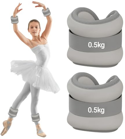 Pesi alla caviglia regolabili, pesi da polso alla caviglia, set da 2 pezzi (0,5 kg), polsini per peso, peso alla caviglia, adatti per principianti e bambini, ideale per pilates, yoga, jogging (grigio)