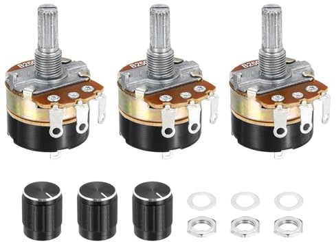 QUARKZMAN 3 Stück 250K Ohm Potentiometer, 3 Pins Einzel Linear Digital Potentiometer mit Drehknopf für Audio Lautstärkeregler