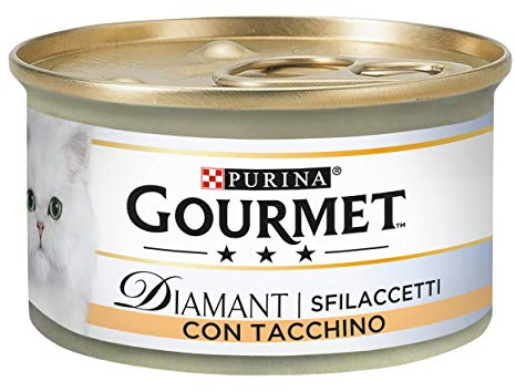 GOURMET Diamant våtfoder för vuxna katter förvaringsställ med kalkon 24 burkar 85 g