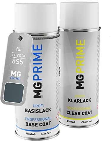 MG PRIME Billack Spray can set för Toyota 8S5 Greyish Blue Metallic Base coat klarlack spray can 400ml