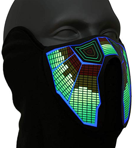 Ucult Soundaktivierte LED Equalizer Maske - LED Maske für Festival & Rave