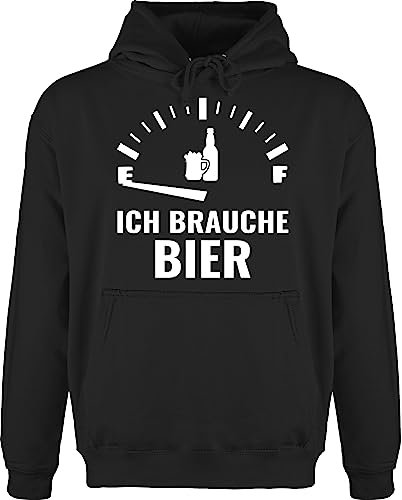 Hoodie Herren Pullover Männer - Sprüche Statement mit Spruch - Ich brauche Bier - weiß - M - Schwarz - bieroutfit sprüche+pullover sprueche sauf kuschelpullover party outfit sprueche+pullover