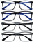 Opulize Ink Pack 4 Gafas De Distancia Corto De Vista Miopía Grande Negro Gris Hombres Mujeres MMMM4-17 -2,50