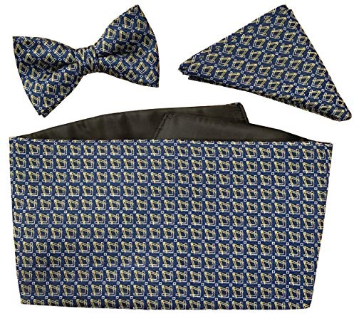 Freimaurer Freimaurer Kummerbund Set inklusive Fliege & Einstecktuch, Marineblau, Gold, Weiß, Einheitsgröße