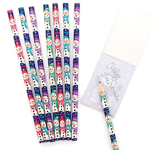 Baker Ross AX437 Schneemann Bleistifte Set für Kinder - 12 Stück, Festliche Künstler- und Bastelbedarf zum Basteln und Dekorieren zur Weihnachtszeit