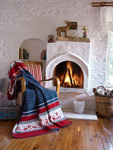 sei Design Weihnachts Kuscheldecke 150x200 Weihnachten Fleece Decke X-Mas Winterdecke Wohndecke Weiche Dicke Decke mit Weihnachtsmotiv als Sofadecke Couchdecke Überwürfe Plaid Weihnachtsdeko
