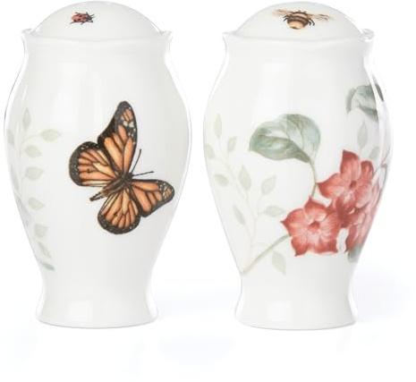 Lenox 888265 Butterfly Meadow Salero y pimentero, porcelana, multicolor