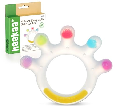 Haakaa Dinky Digits Palm Teether, Baby Teething Toys, Food Grade Silicone Teethers for Babies 0-6 Months/6-12 Months, BPA Free Teething Relief Baby Chew Toys