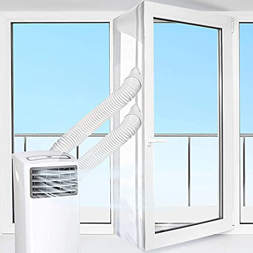5M Klimaanlage Fensterabdichtung, Fensterabdichtung für Mobile Klimageräte, Mit Klebeband Und Reißverschluss, Für Mobile Klimageräte Wäschetrockner, Doppelschlauch, Für Tür Balkontür Terrassentür