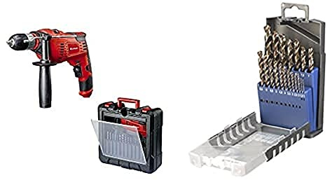 Einhell Schlagbohrmaschine TC-ID 1000 Kit (1010 W, 1 Gang, Bohrleistung Ø Holz 32 mm, Ø Metall 13 mm, Ø Beton 16 mm, 13 mm Schnellspannbohrfutter, inkl. Koffer, 19-tlg. Metallbohrer-Satz)