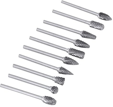 HSS Fräser Set, Ein Satz 10-teilige Hartmetall Frässtifte Rotary Tools Raspel Set Hartmetall-Hartmetall-Grate für Rotarys-Werkzeugbohrer für Holzbearbeitung, Bohren