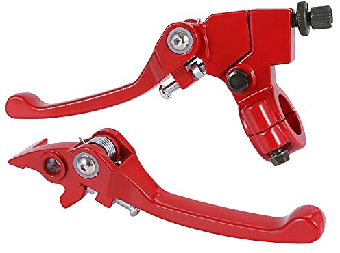 Stylemafia Red Folding Aluminum Clutch Brake Lever Compatible with 22mm 7/8 inch Handlebar 110cc 125cc 140cc TTR 125cc SSR Xmotos Apollo 125 Pit Dirt Bike Motorcycle